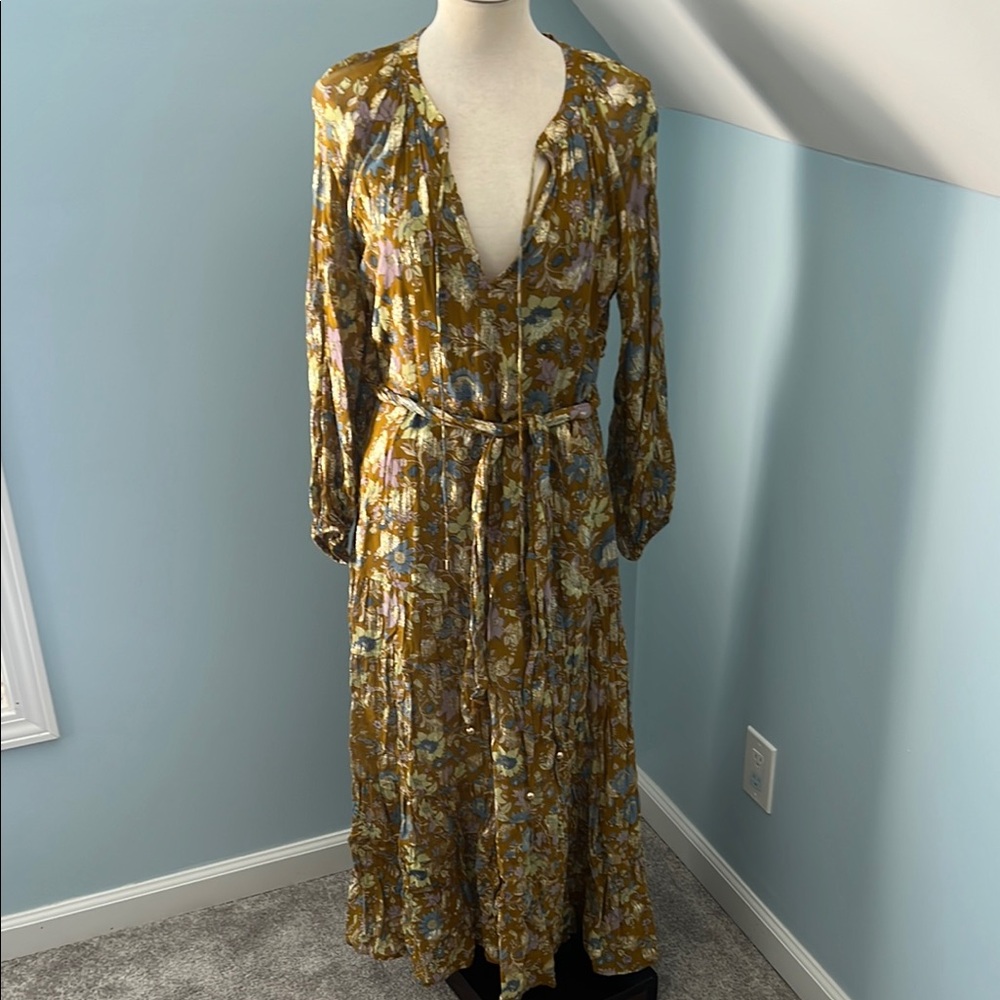 Karina Grimaldi Mustard Floral Long Sleeve Maxi